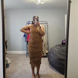 Fashion Nova maxi gold dress